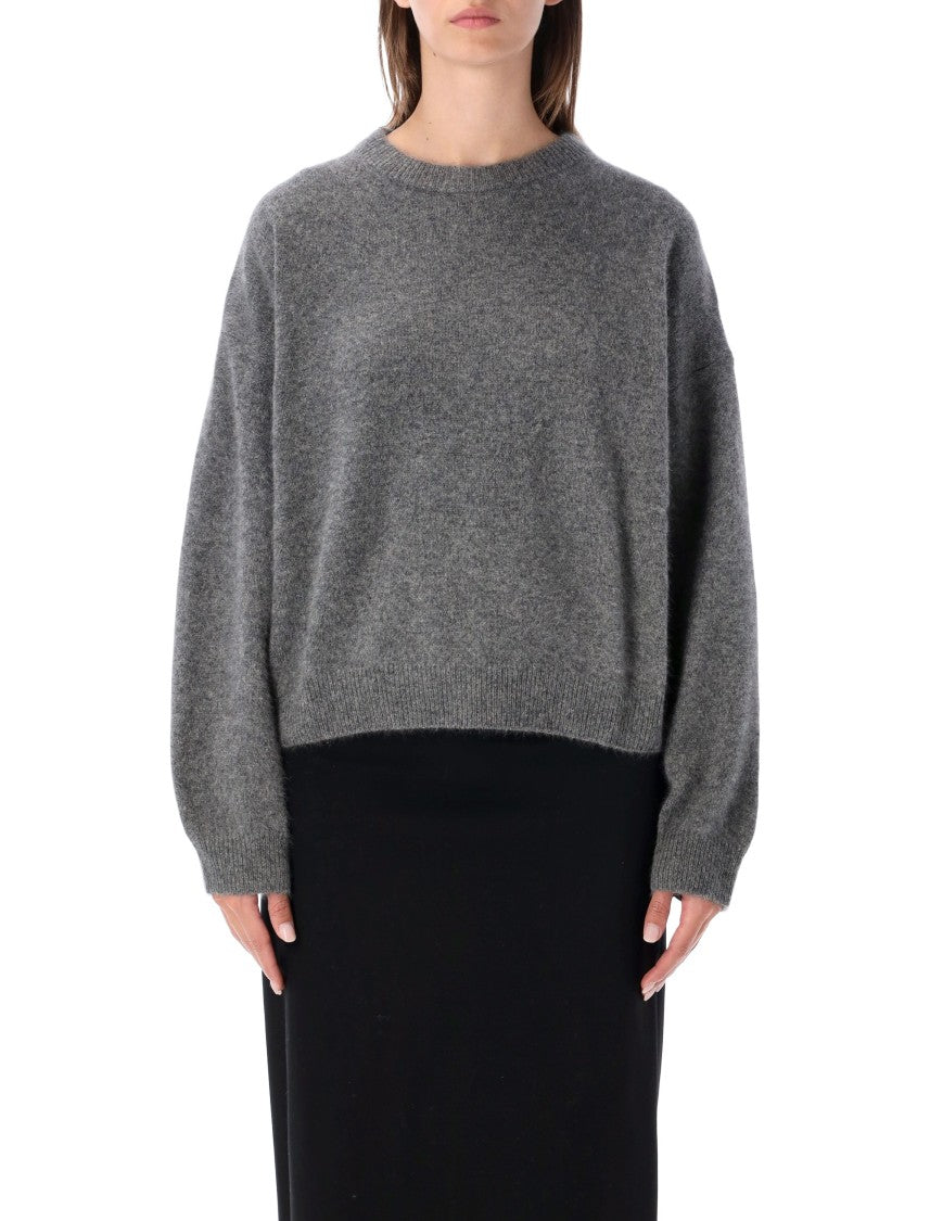 Loulou De Saison Soft Textured Knit Crewneck Sweater With Ribbed Edges