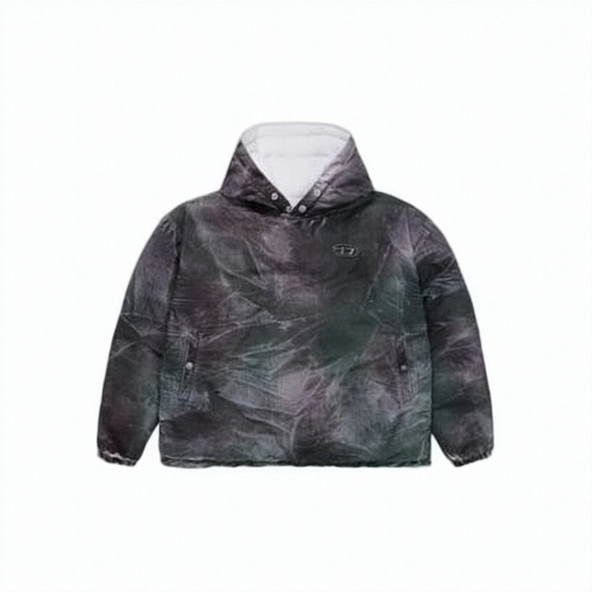 Diesel Textured Hooded Pullover With Abstract Pattern