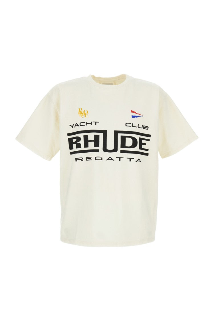 Rhude White Crew Neck T-Shirt With Short Sleeves