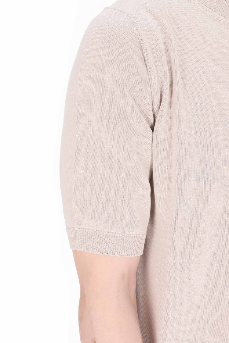 Eleventy Ecru Saddle-Stitched Cotton T-Shirt