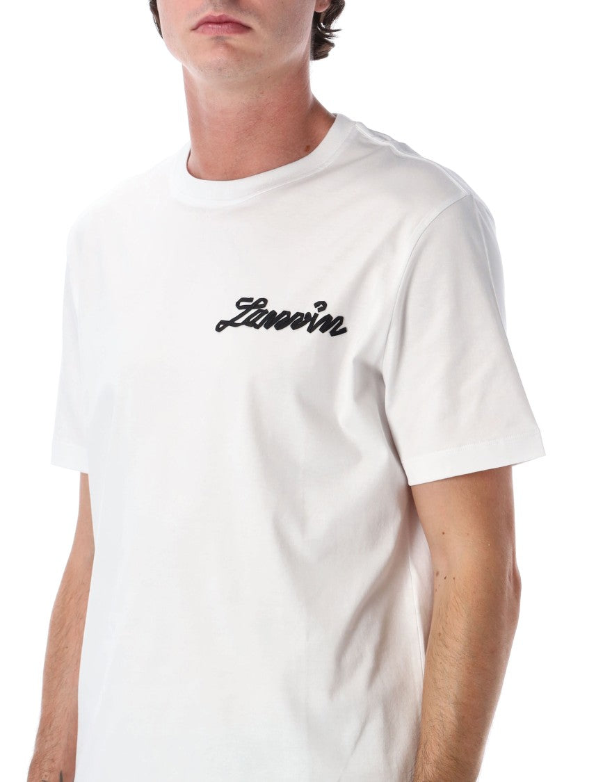Lanvin White Short-Sleeve Embroidered Logo Cotton T-Shirt