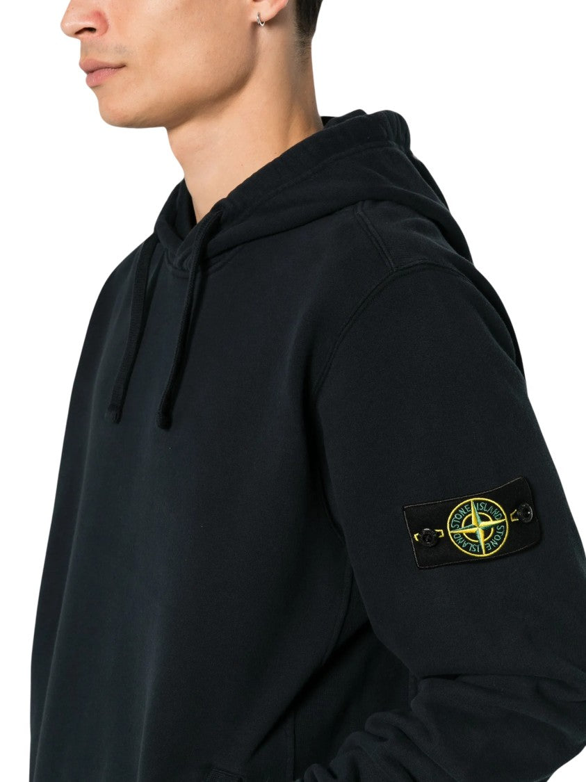 Stone Island Felpa Black Cotton Hoodie