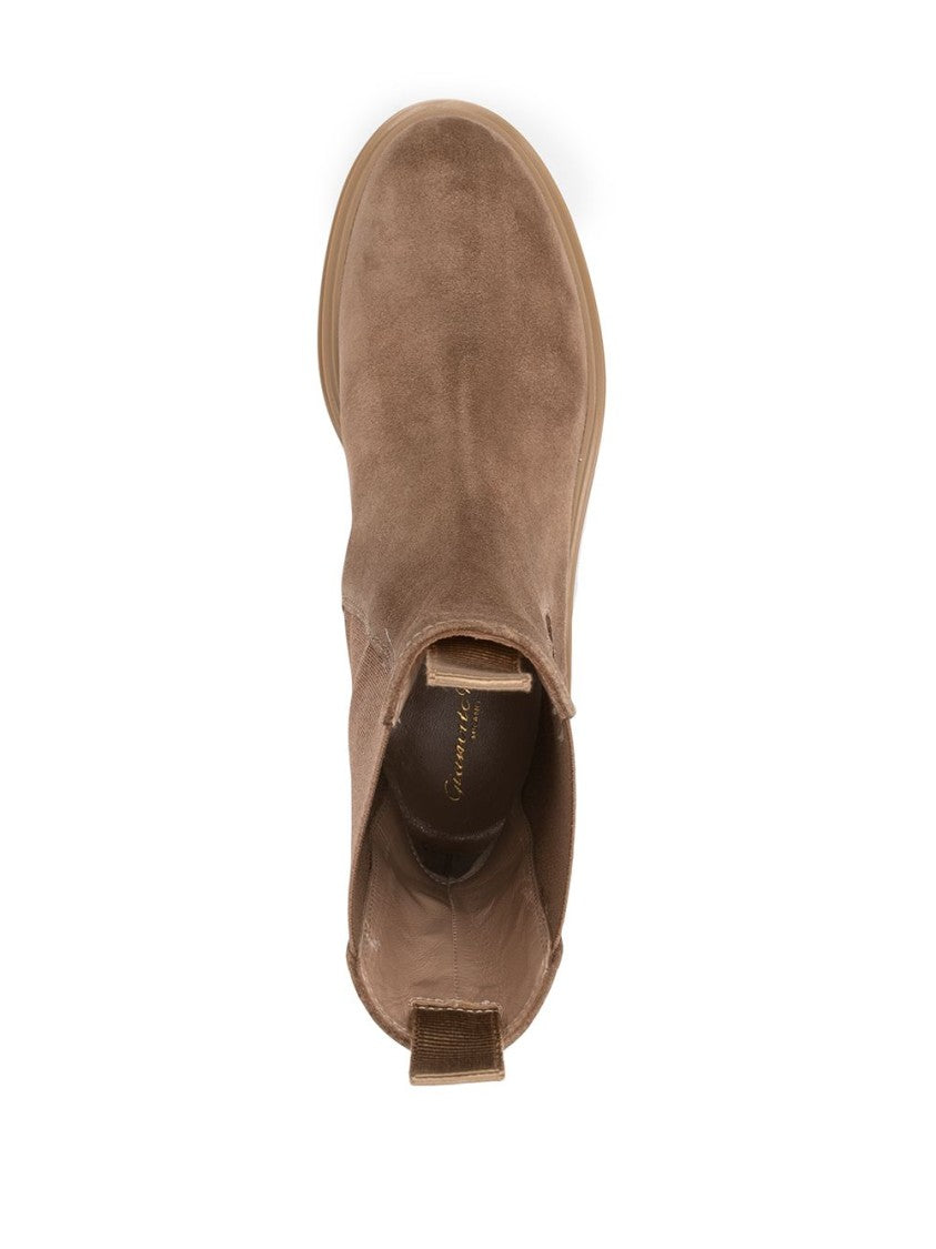 Gianvito Rossi Brown Suede Chelsea Chunky Lug Boots