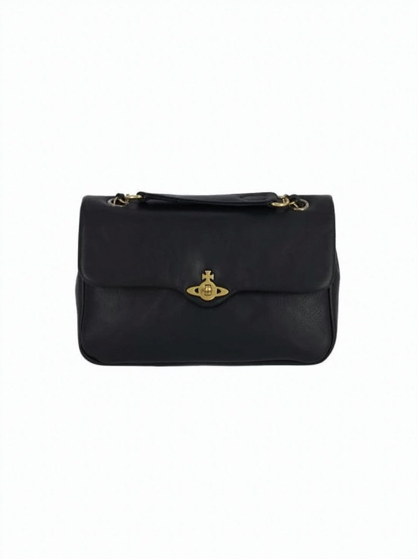 Vivienne Westwood Rectangular Leather Clutch With Gold Emblem