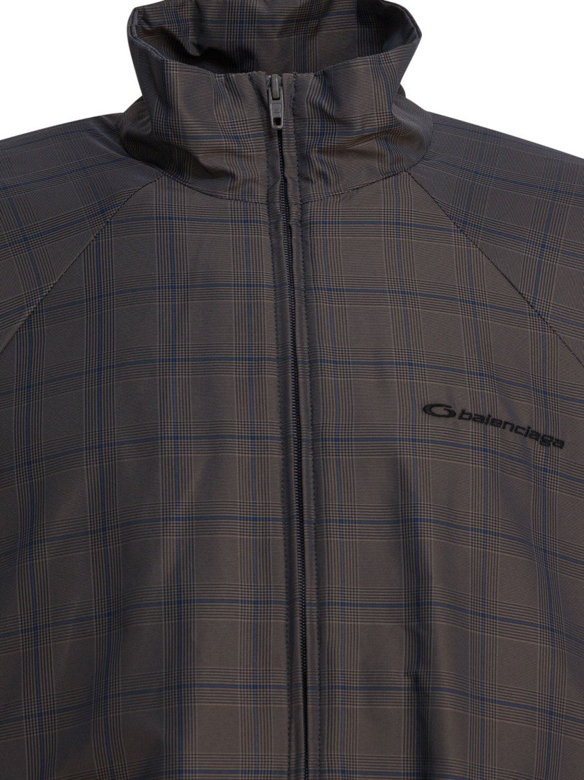 Balenciaga Streamlined Nylon Jacket With Subtle Checkered Pattern