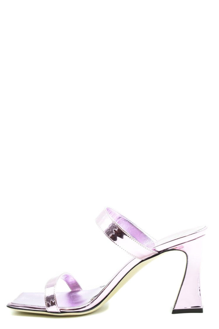 Giuseppe Zanotti Mid-Height Flared Heel Sandals Reflective Finish