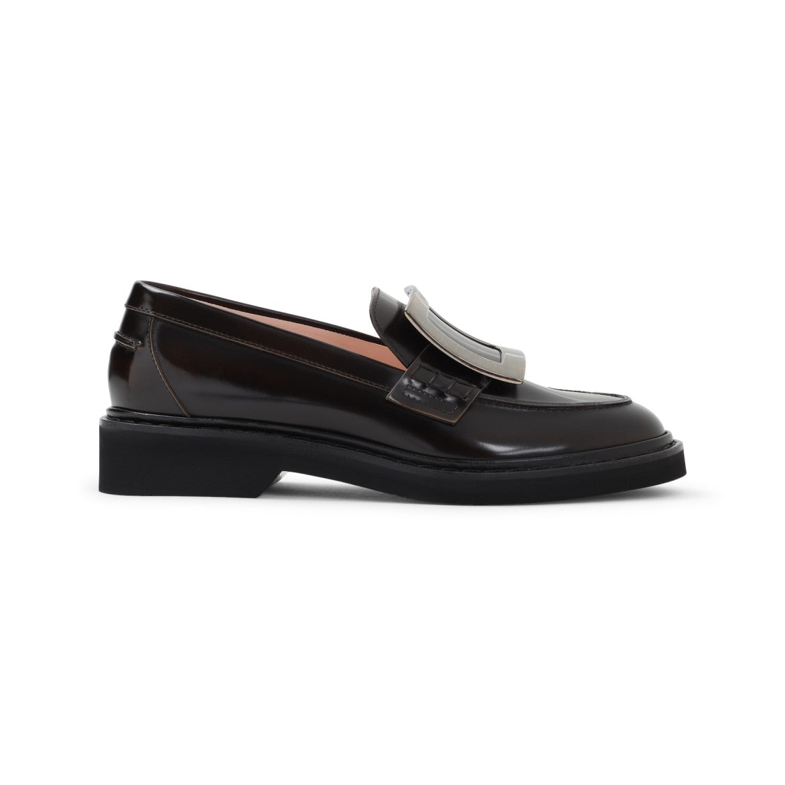 Roger Vivier Black Leather Loafers With Glossy Finish