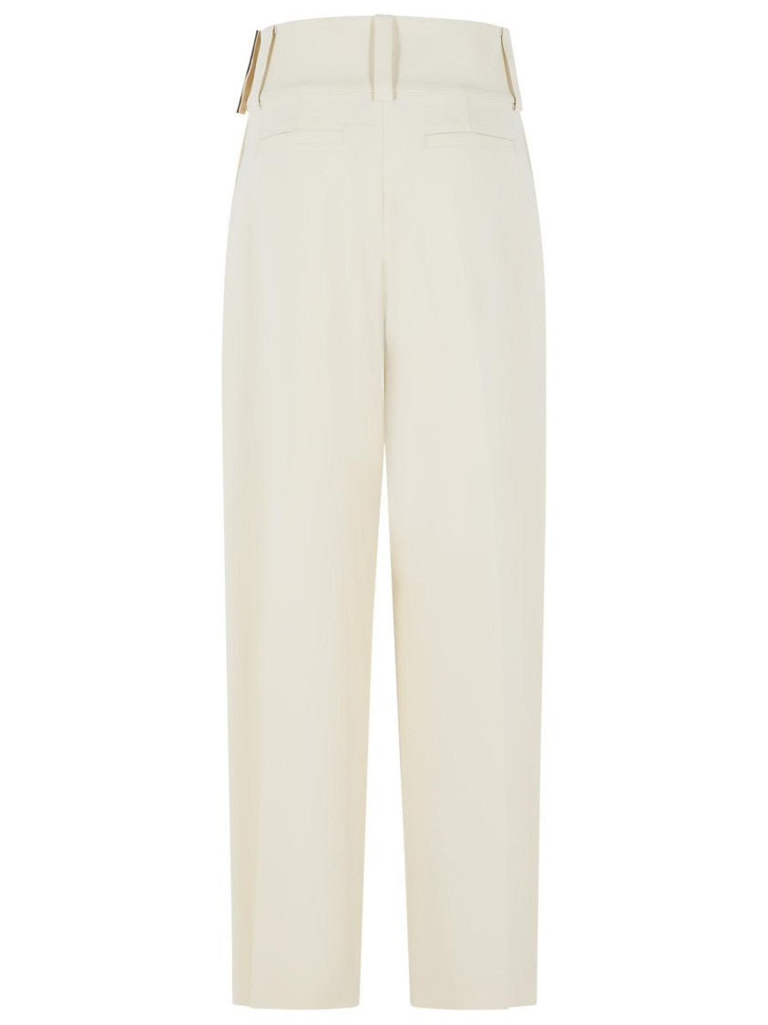 Sportmax 'Oblo' Wide Trousers In Ivory White Stretch Viscose
