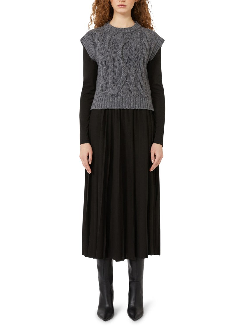 Max Mara Layered Midi Dress With Cable-Knit Vest