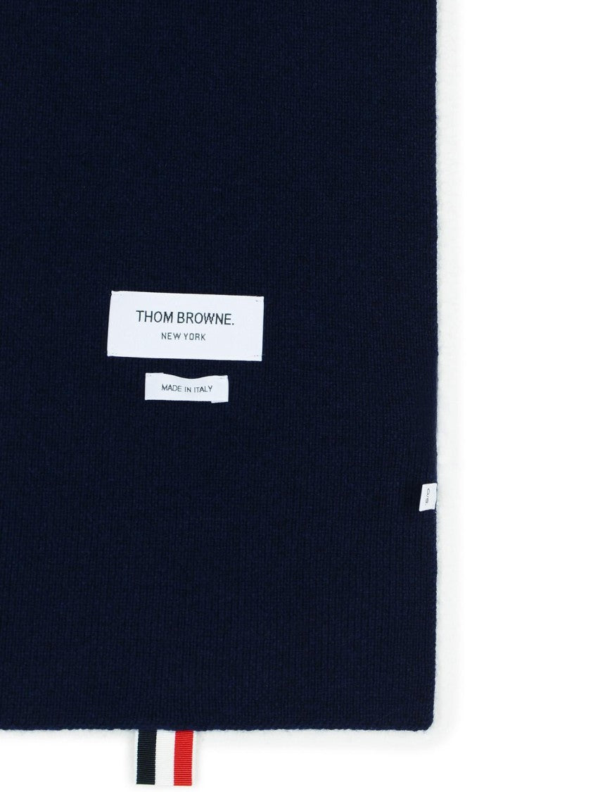 Thom Browne '4 Bar' Navy Cashmere Scarf