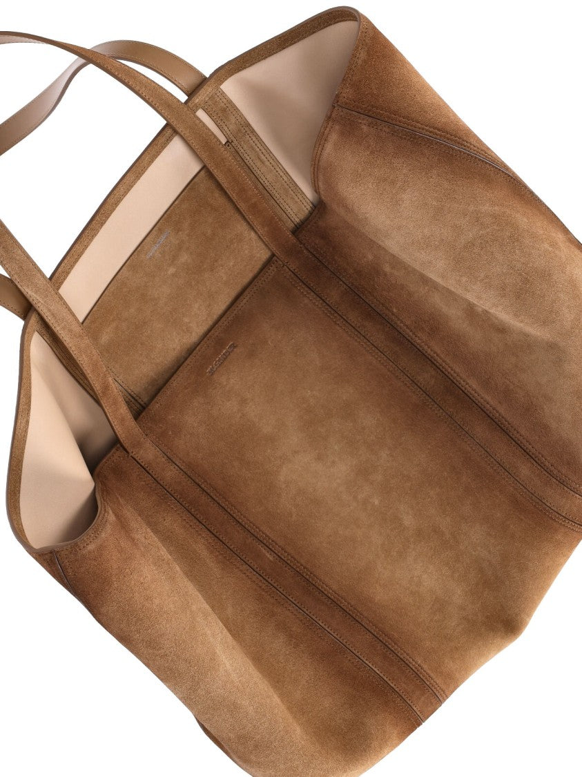 Jil Sander Brown Foro Suede Tote Bag