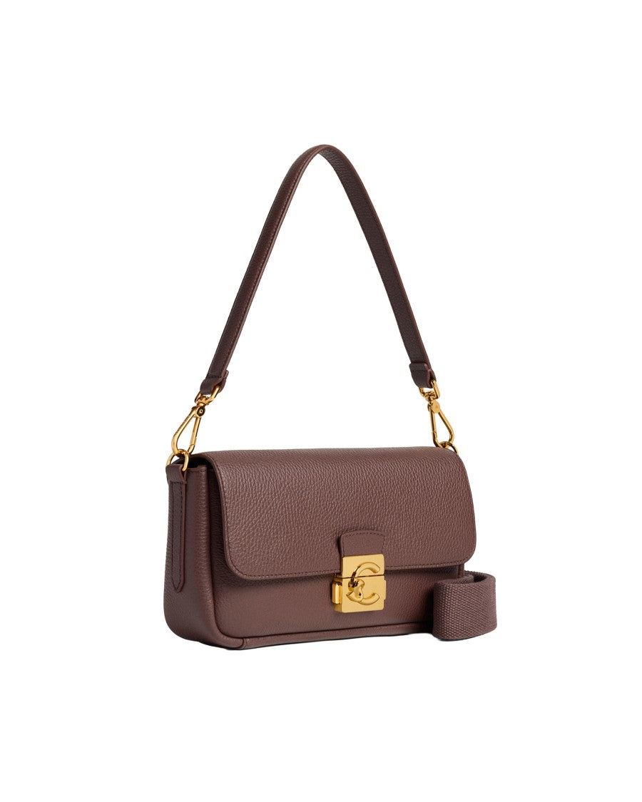 Coccinelle C-Me Lock Grain Leather Shoulder Bag