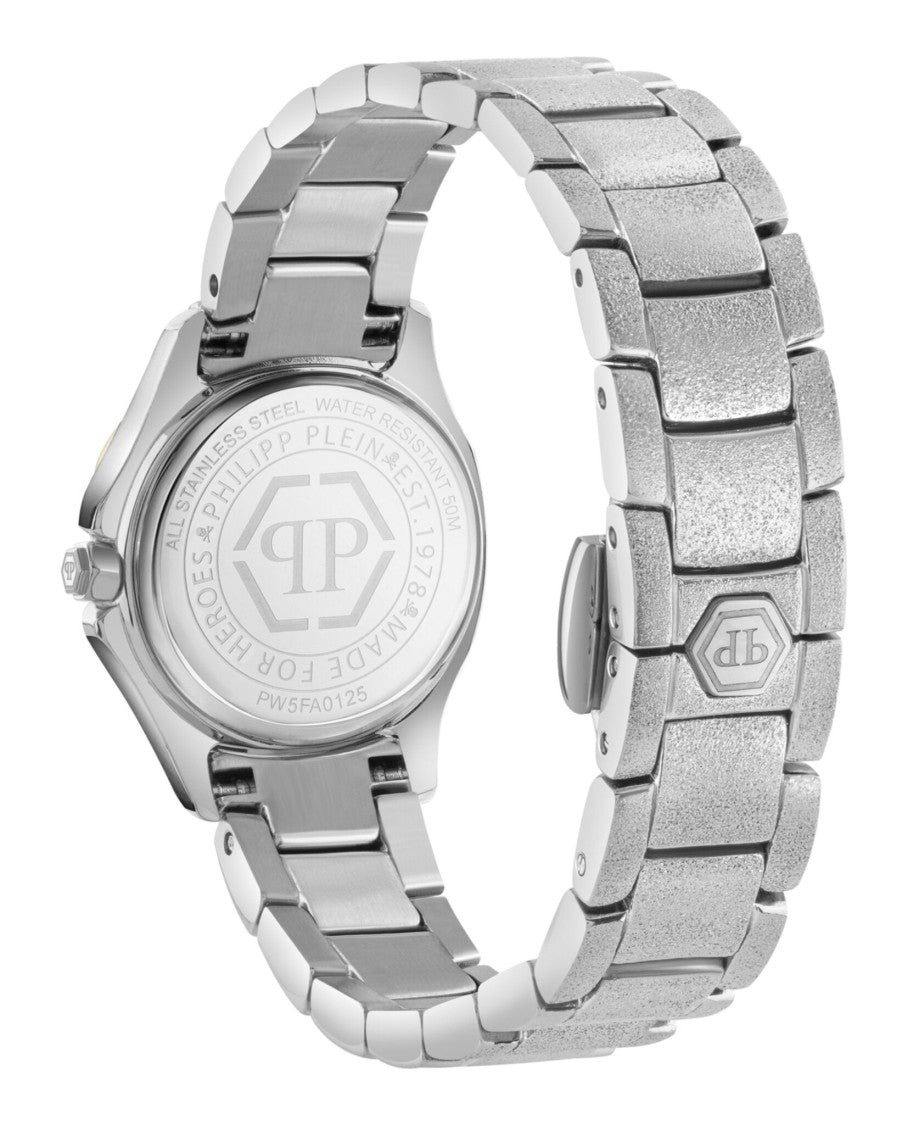 Philipp Plein Mini Crystal Watch With Silver Guilloche Dial