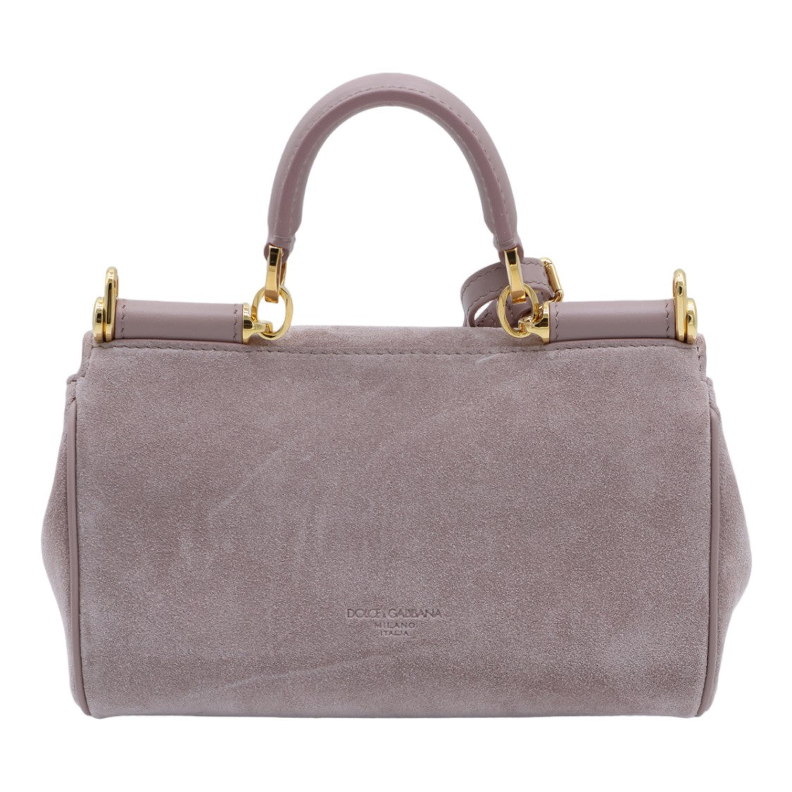 Dolce & Gabbana Structured Suede Handbag With Leather Accents And Gold Hardware