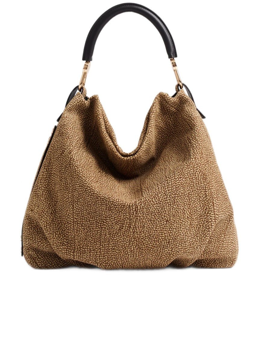 Borbonese Spacious Hobo Bag With Textured Pebbled Surface
