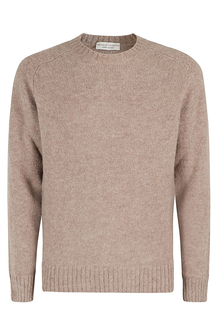 Filippo De Laurentiis Ecru Alpaca Blend Crewneck Sweater