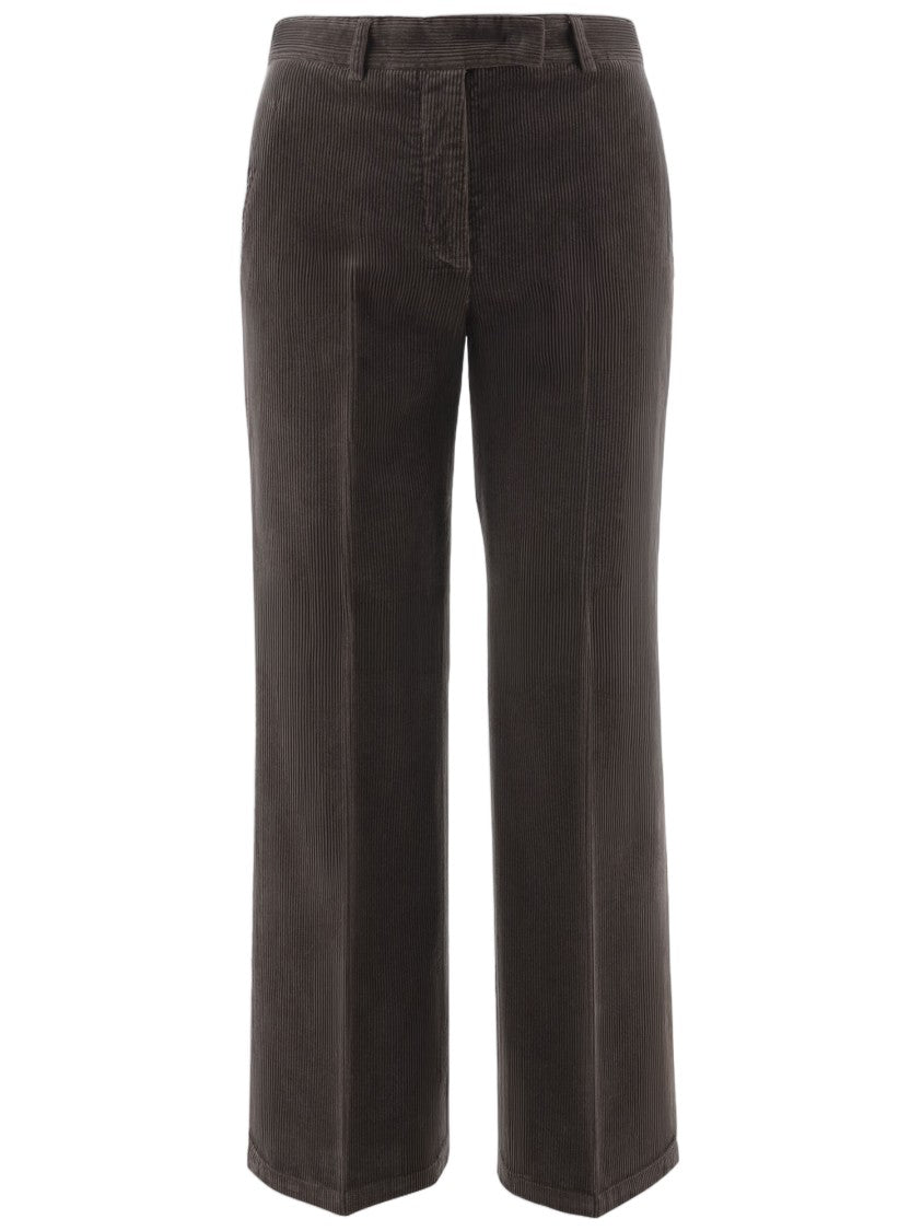 Ql2 Dark Brown Wide-Leg Cotton Corduroy Pants