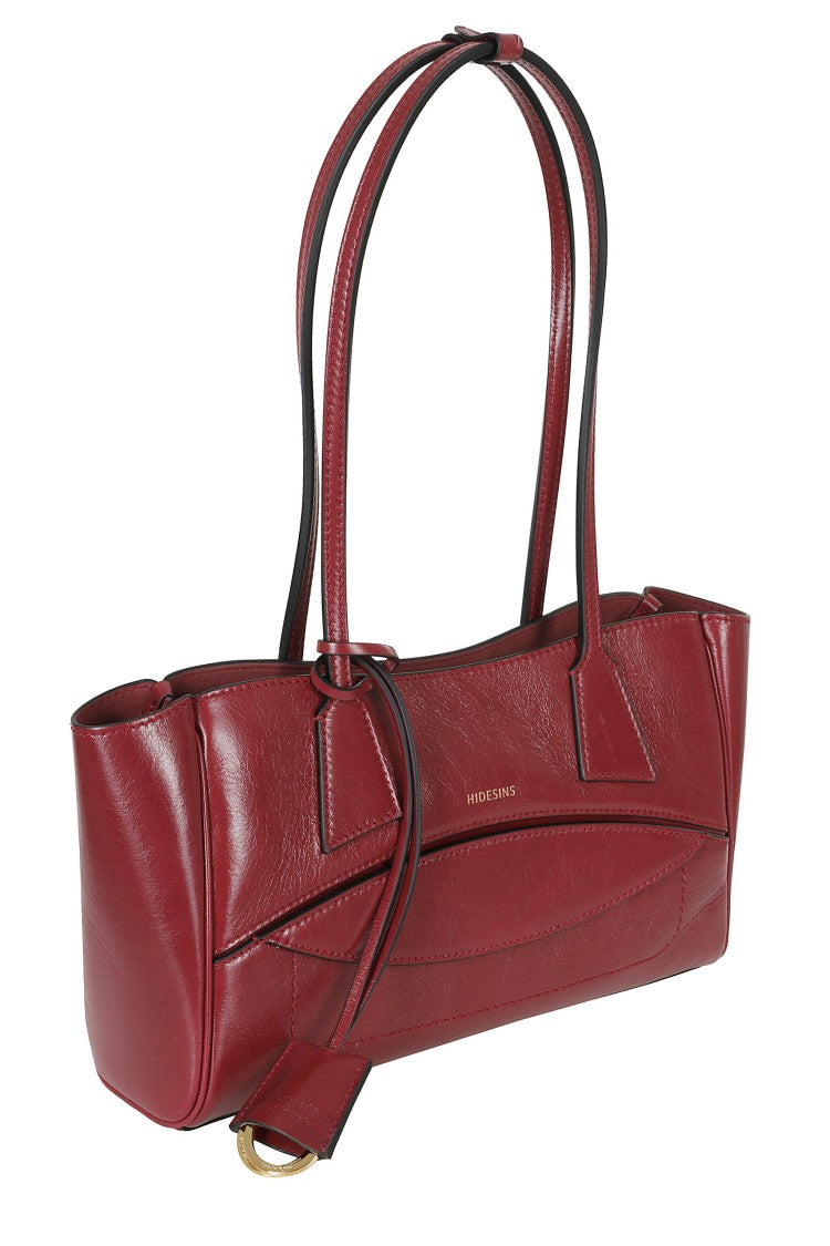 Hidesins Wine Two-Tone Shopper S Gold Logo Leather Tote Bag