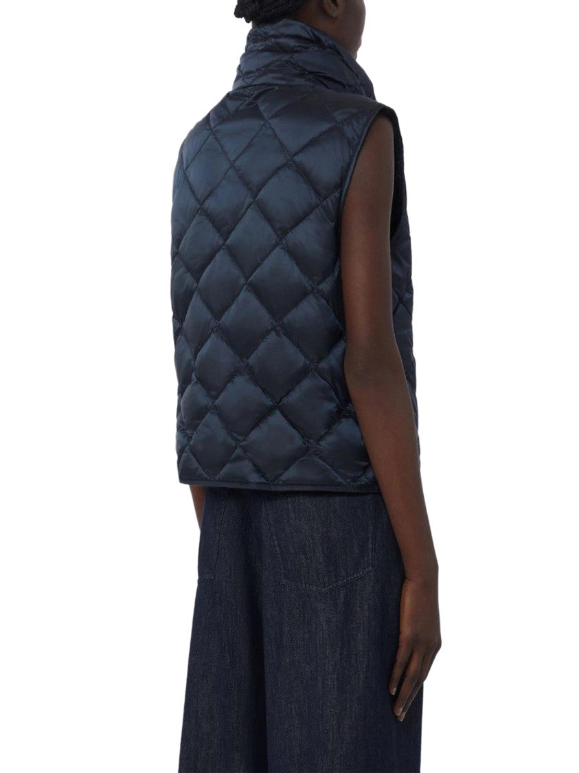 Max Mara Sleeveless Quilted Vest With High Collar