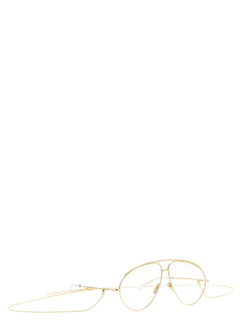 Gucci Aviator-Style Metal Sunglasses With Engraved Logo