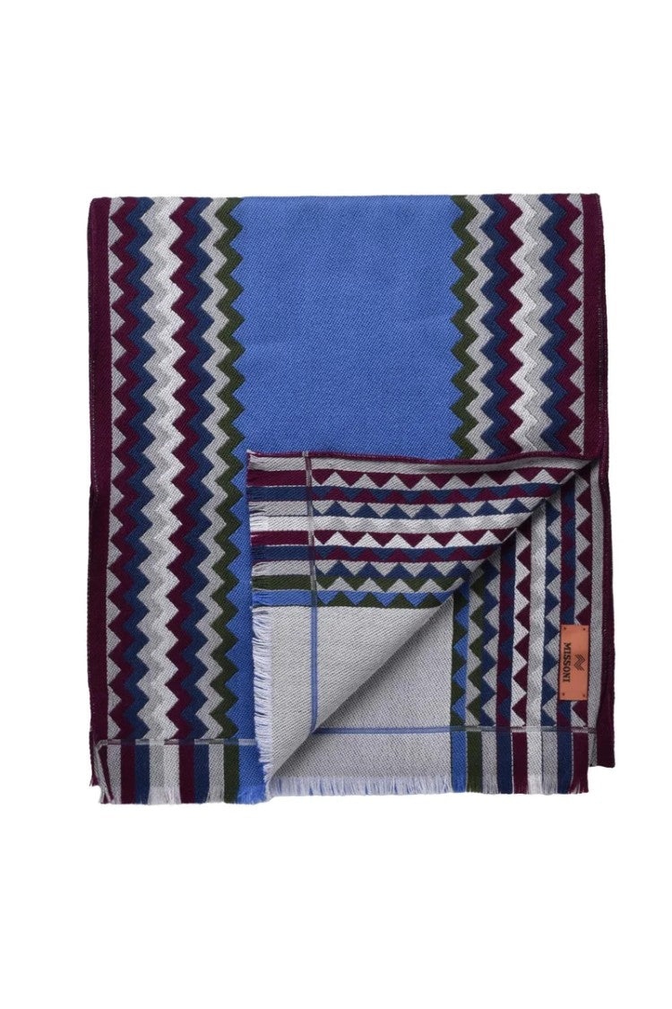 Missoni Sky Blue Bordeaux Wool Scarf