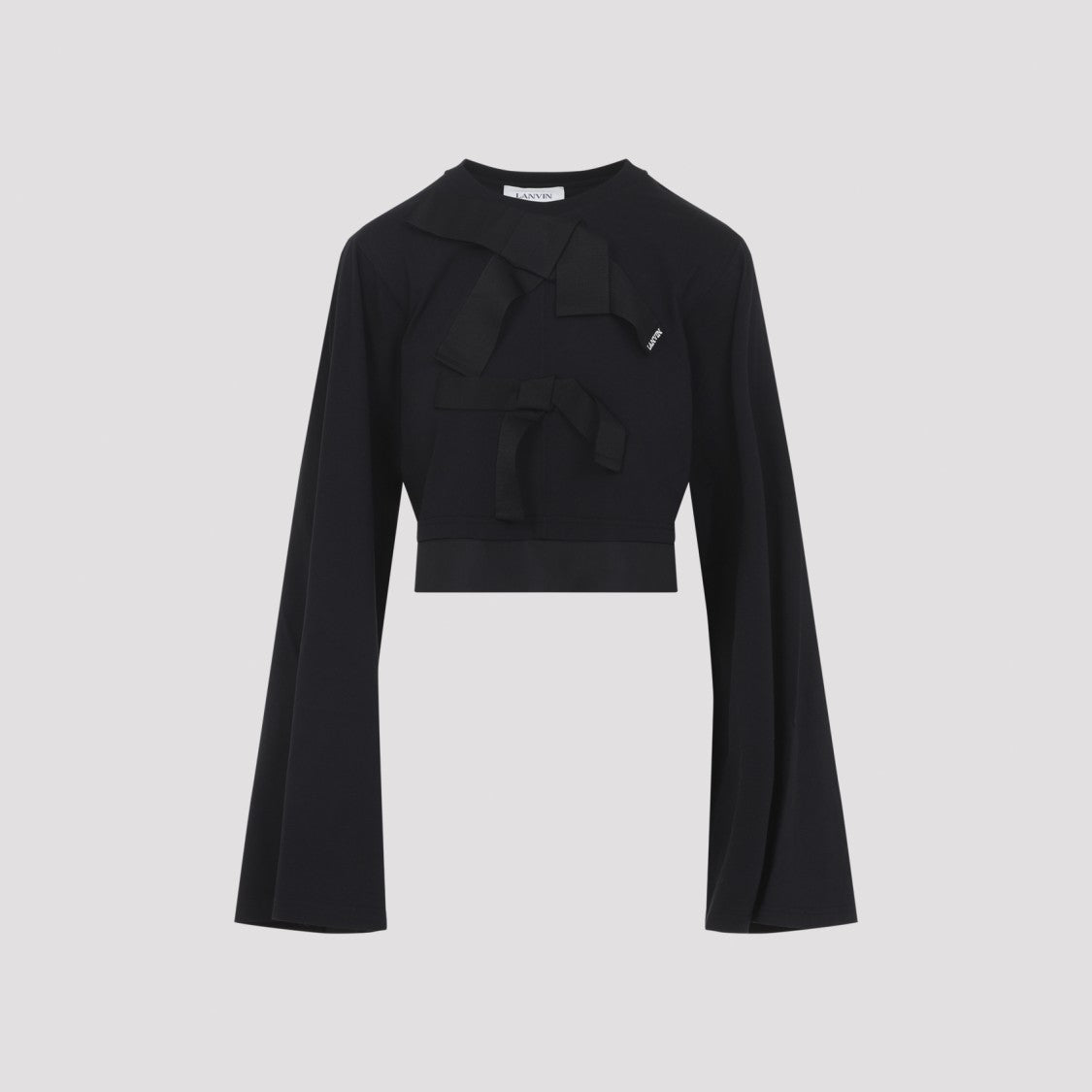 Lanvin Cropped Black Top With Bow Detail