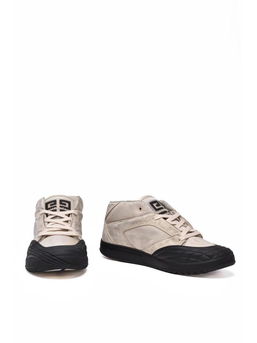 Givenchy Beige Polyester-Blend Distressed Sneakers