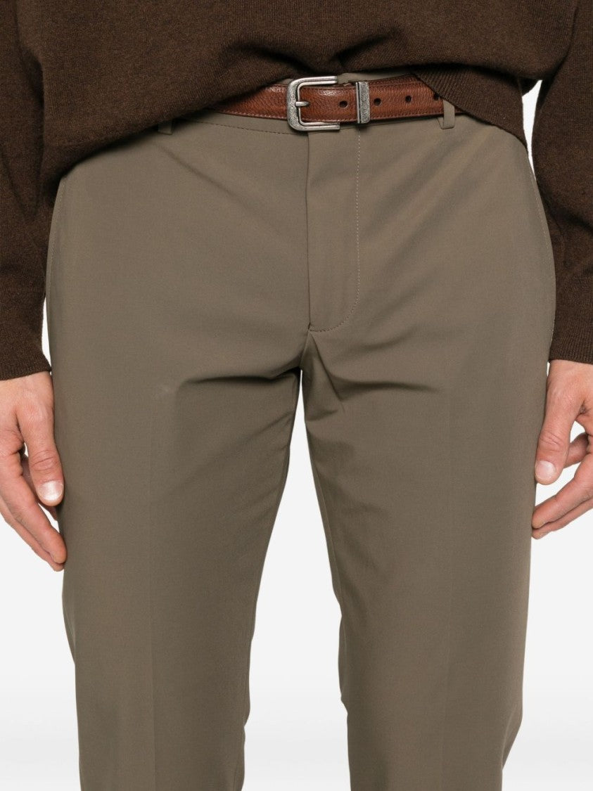 Pt Torino Brown Mid-Rise Straight Leg Trousers