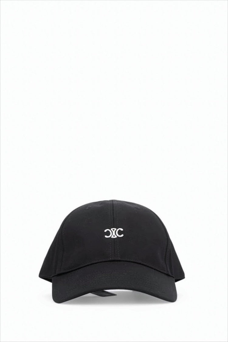 Celine Classic Black Cotton Baseball Cap With Logo Detail