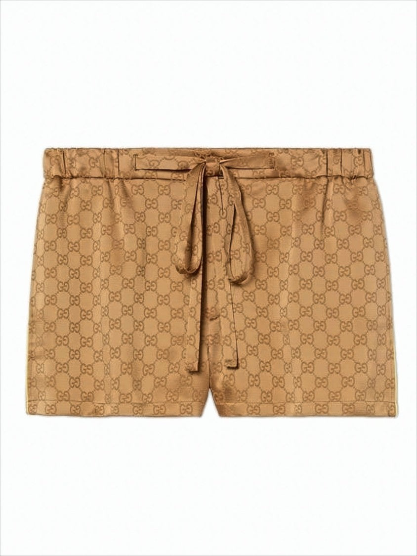 Gucci Brown Monogram Patterned Relaxed Fit Shorts