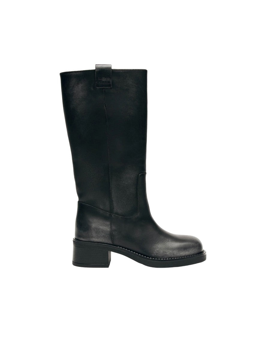 Alohas Equestrian-Inspired Structured Mid-Calf Leather Boots