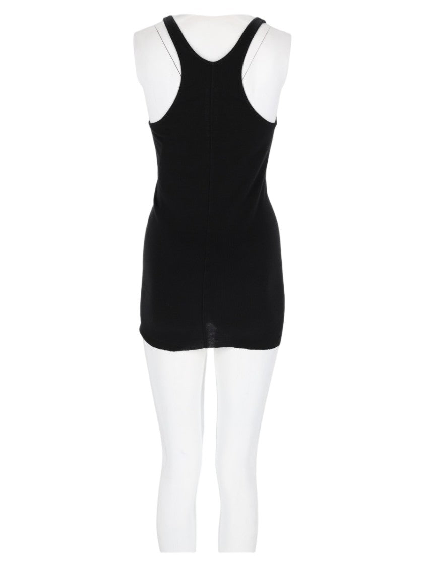 Drkshdw By Rick Owens Fitted Sleeveless Asymmetric Hem Cotton Top