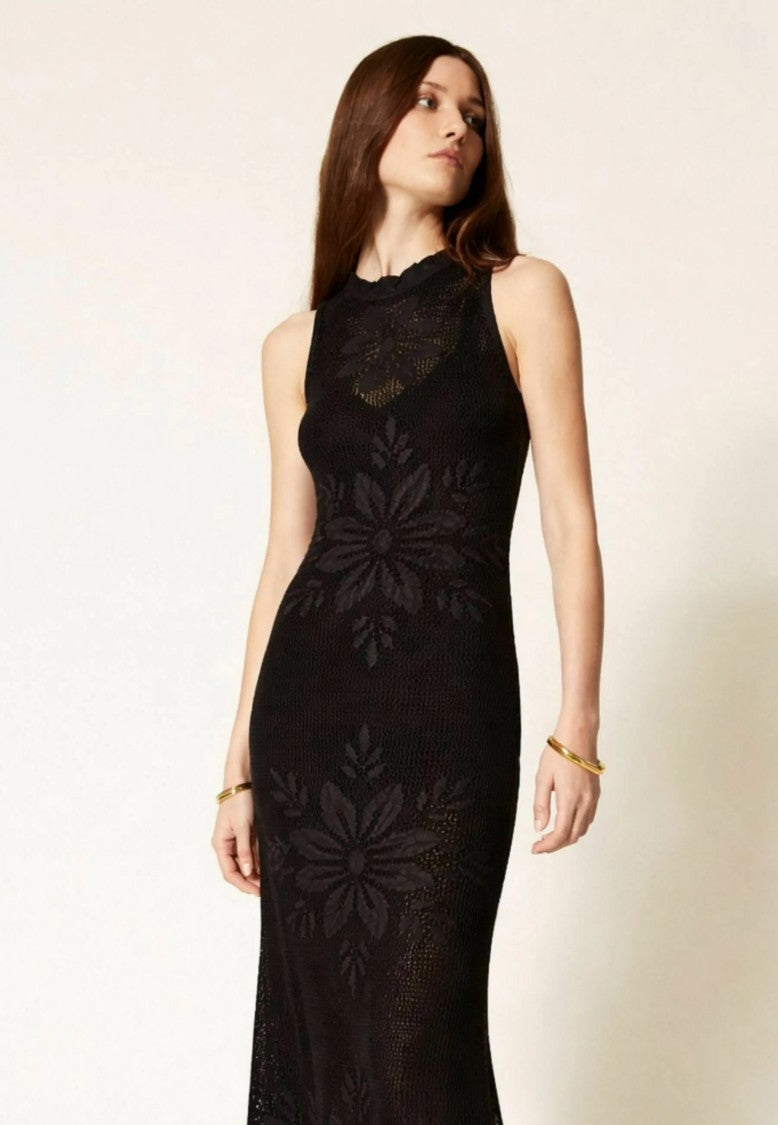 Twin-Set Maxi Dress With Floral Lace Patterns