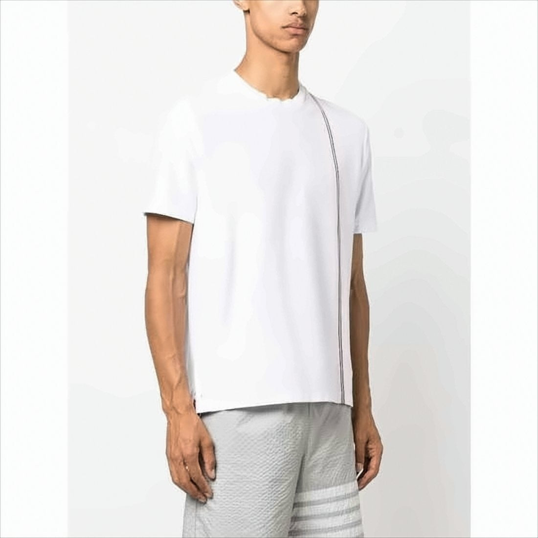 Thom Browne Short-Sleeved T-Shirt With Minimalist Stripe Detail