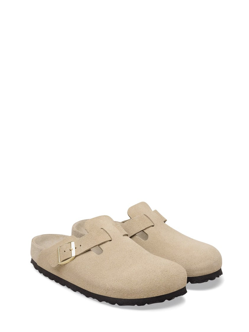 Birkenstock Taupe Boston Exq Suede Leather Clogs