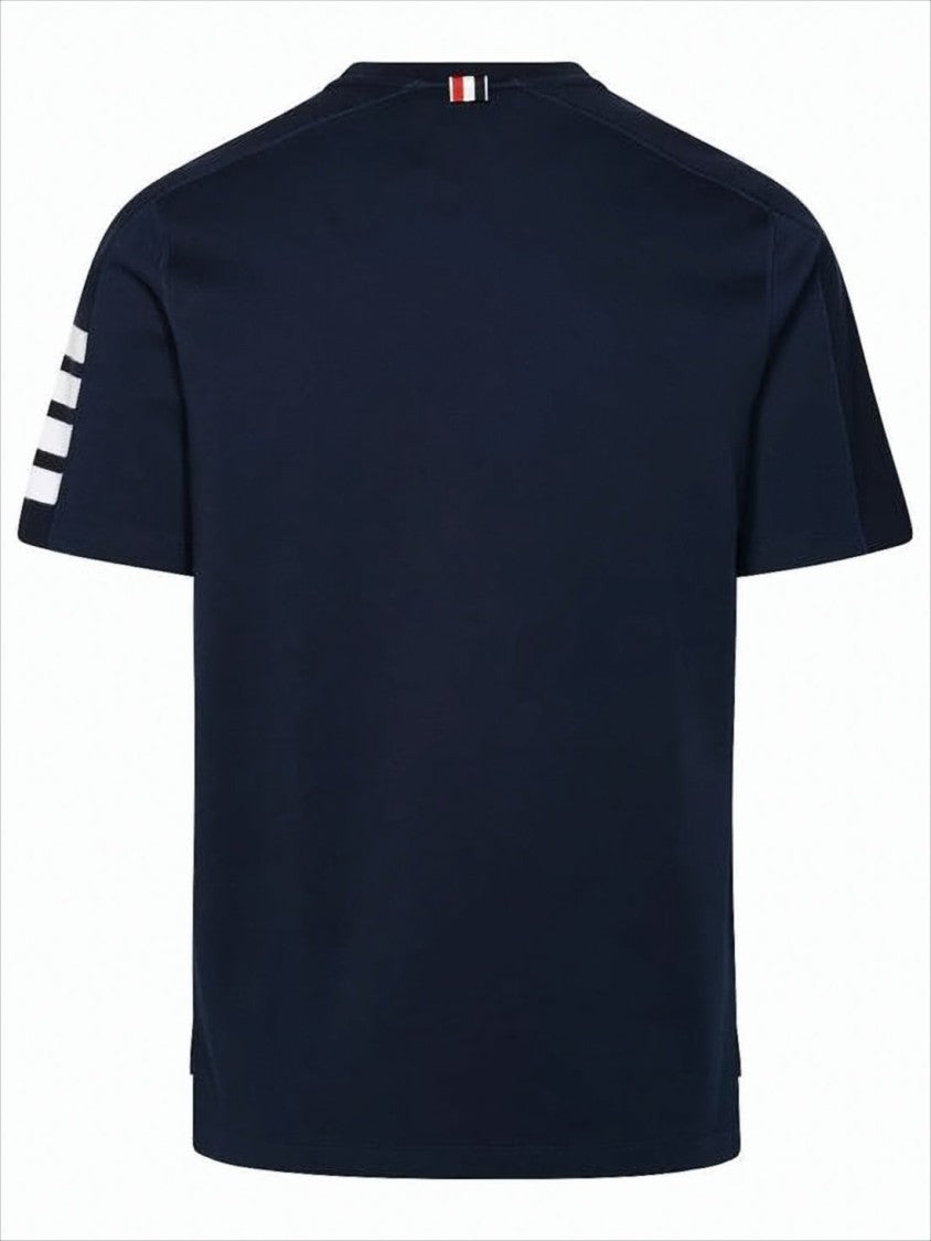 Thom Browne Short-Sleeve Crew Neck T-Shirt With Bold Sleeve Stripes