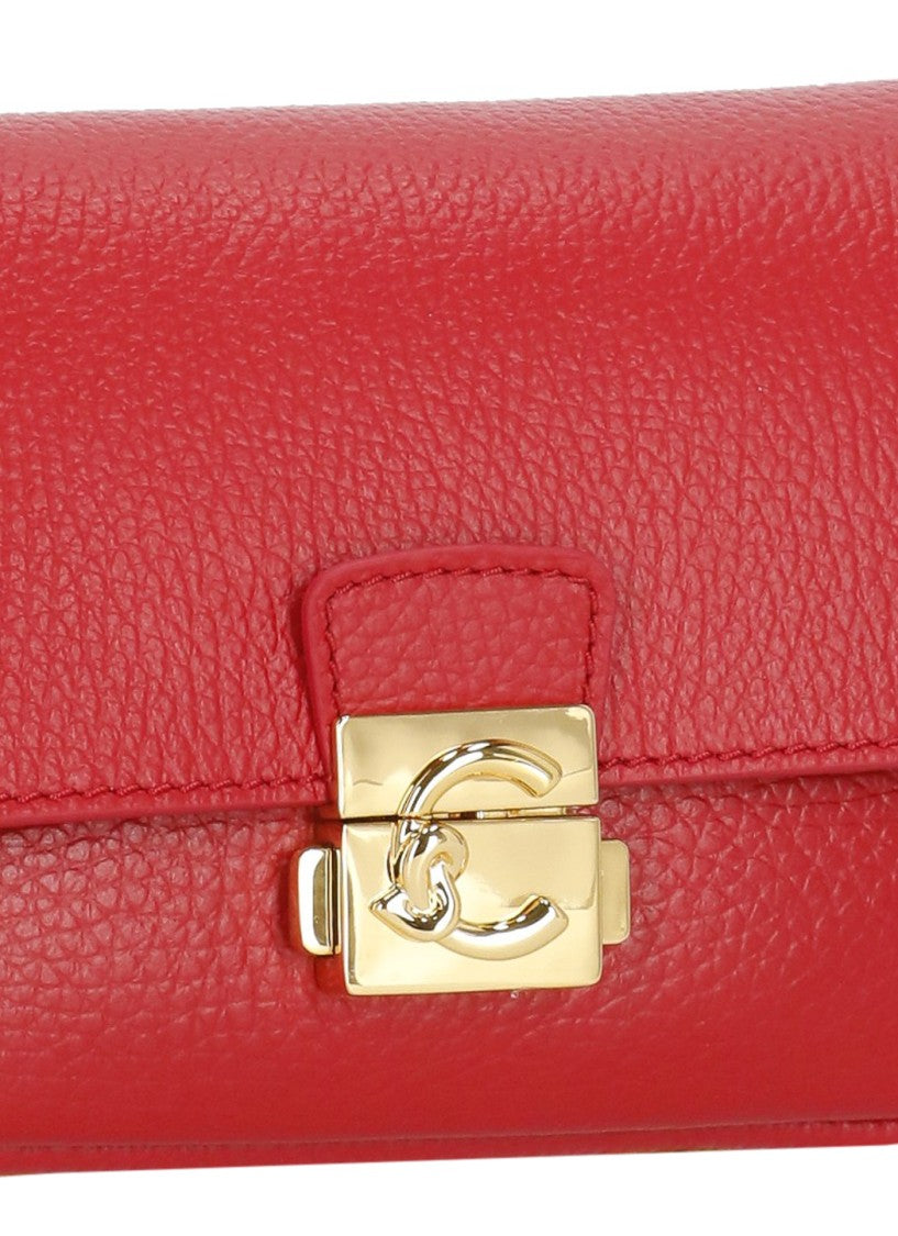 Coccinelle Compact Leather Shoulder Bag With Gold-Tone Lock