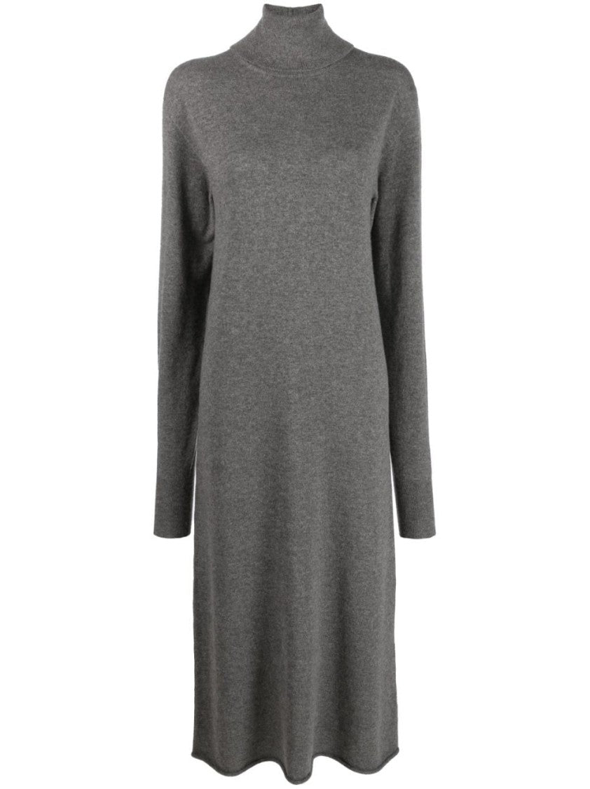 Jil Sander High Neck Long Sleeve Cashmere Midi Dress