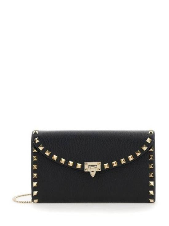 Valentino Textured Leather Wallet With Pyramid Stud Detail
