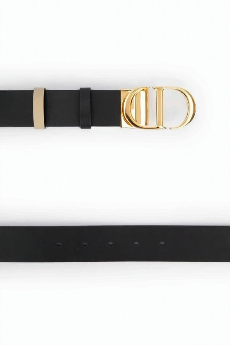 Dior Regular Leather Belt With Gold-Tone 'Cd' Buckle