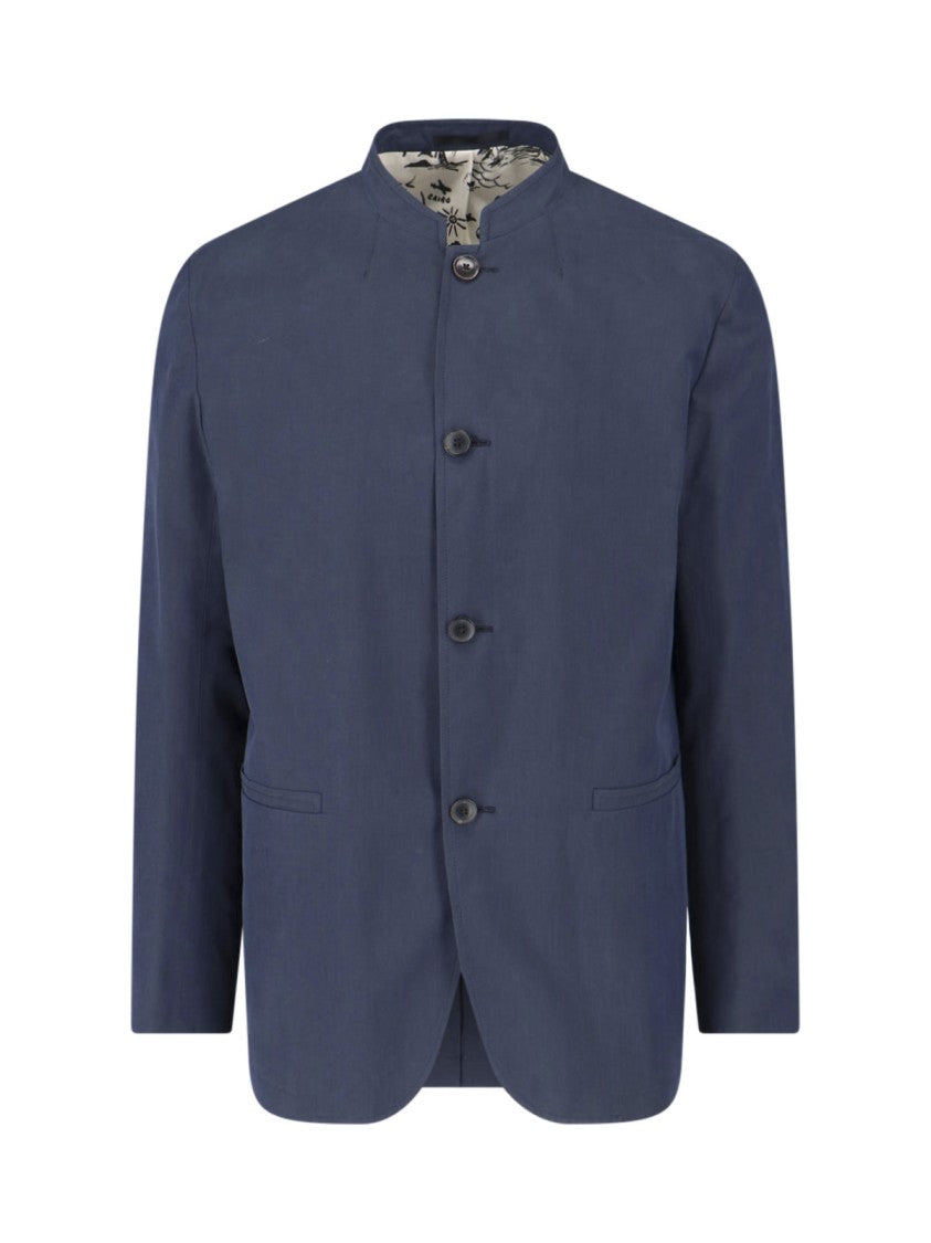 Paul Smith Navy Blue Button-Up Cotton Jacket