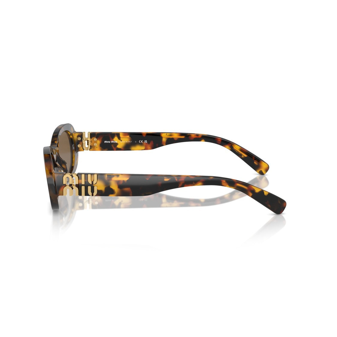 Miu Miu Tortoiseshell Oval Sunglasses With Gold-Tone Detail
