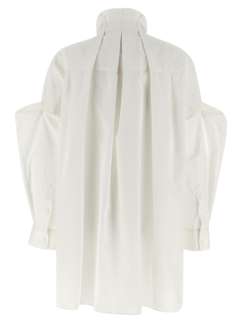 Sacai Asymmetrical Hem Cotton Poplin Shirt With Concealed Closure