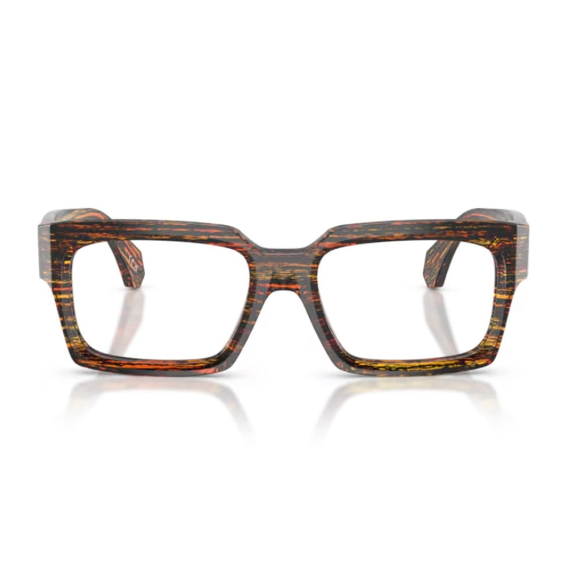 Alain Mikli Havana A03548 Acetate Striped Rectangular Sunglasses