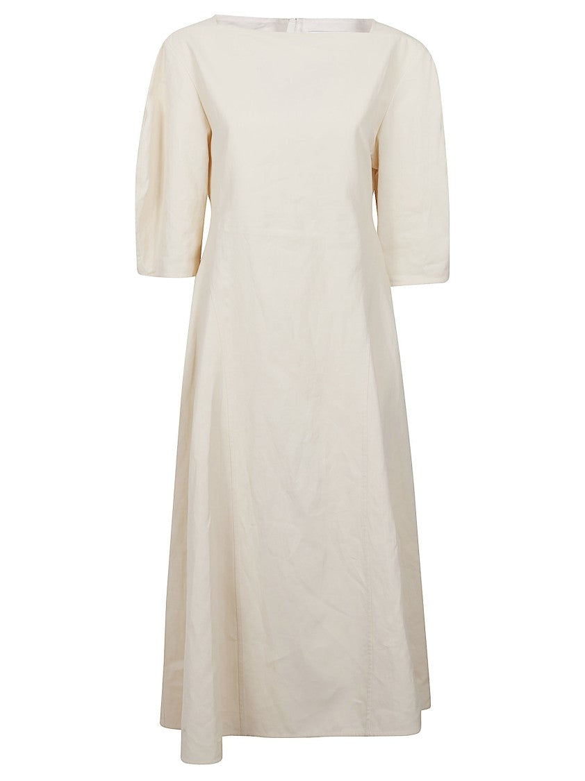 Jil Sander A-Line Midi Dress With Boat Neckline