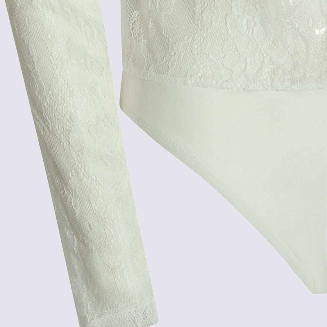 Nissa Long-Sleeved Bodysuit With Floral Lace Overlay And Elegant Embellishment