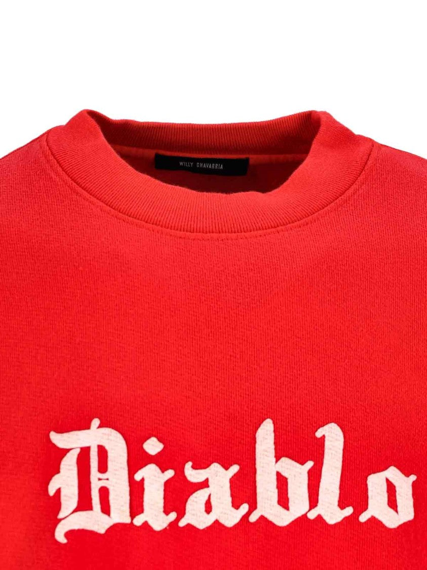 Willy Chavarria Diablo Hooligan Crewneck Sweatshirt – Red