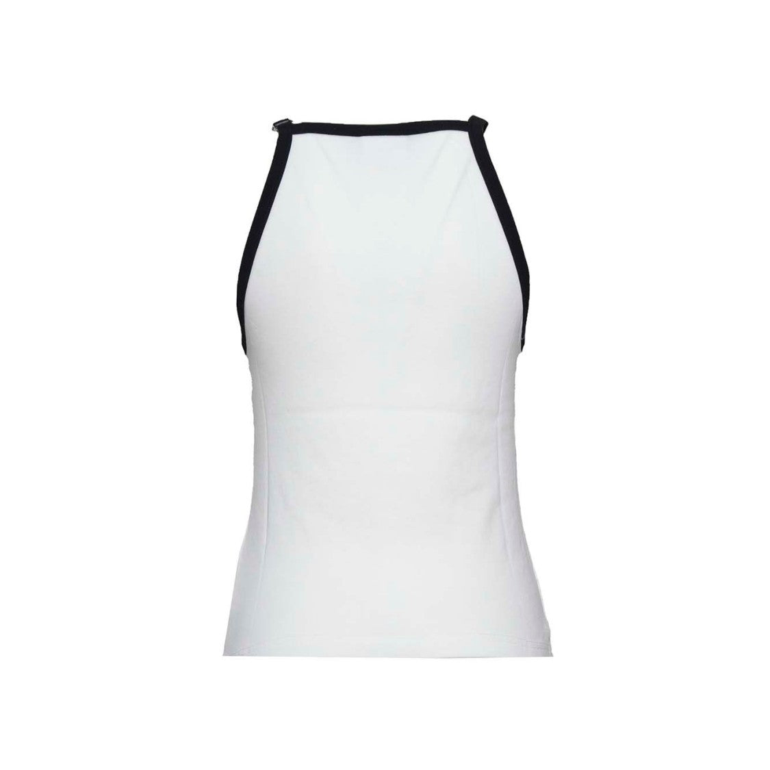 Courrèges White Cotton Buckle Tank Top With Contrast Trim