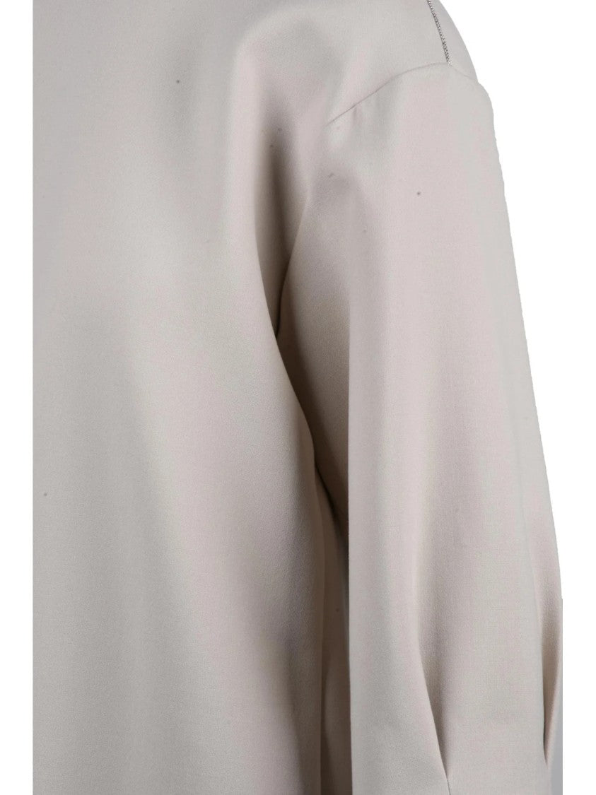 Peserico Amphora-Silhouette Dress With Three-Quarter Sleeves And Practical Pockets
