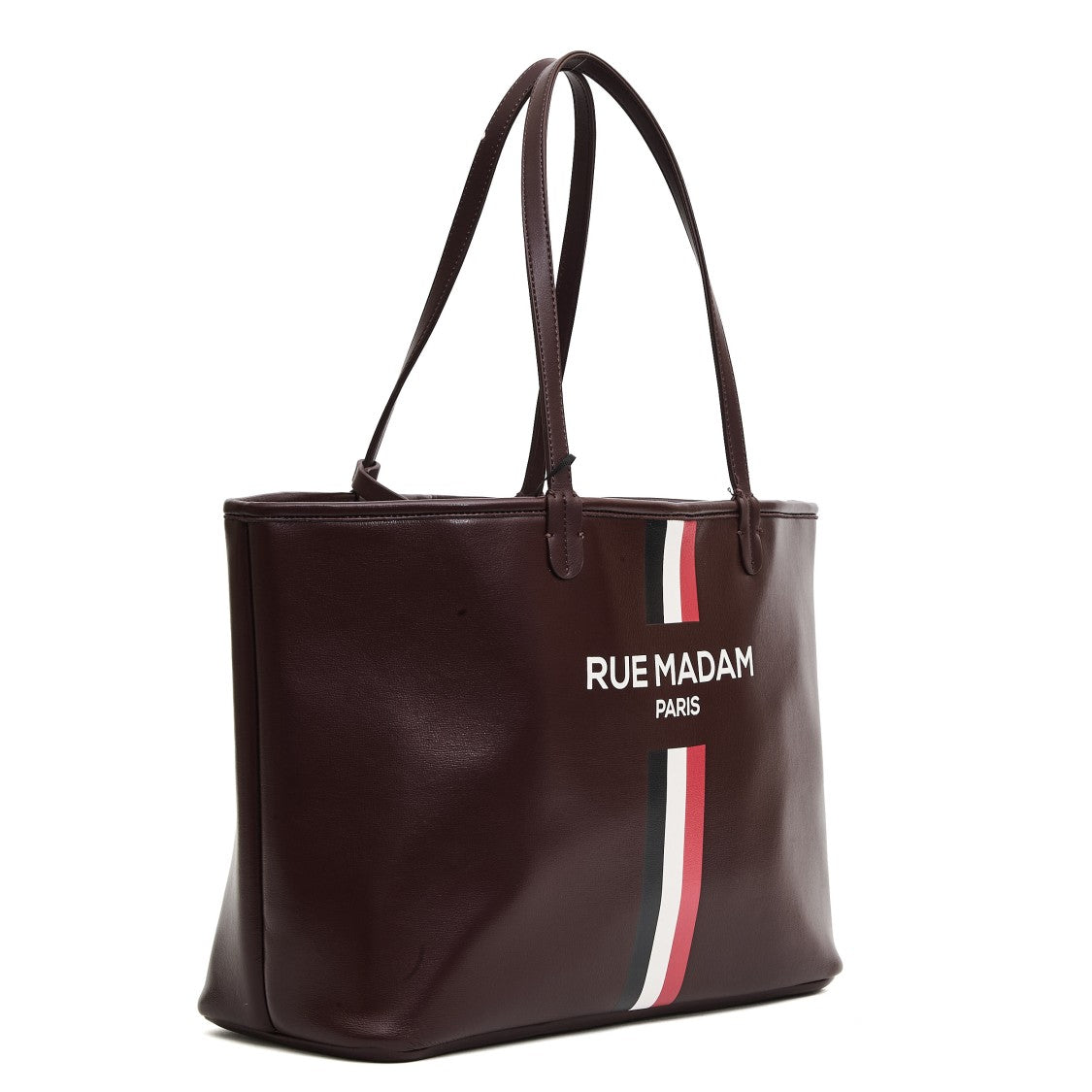Rue Madame Faux Leather Shopping Bag With Bordeaux Logo